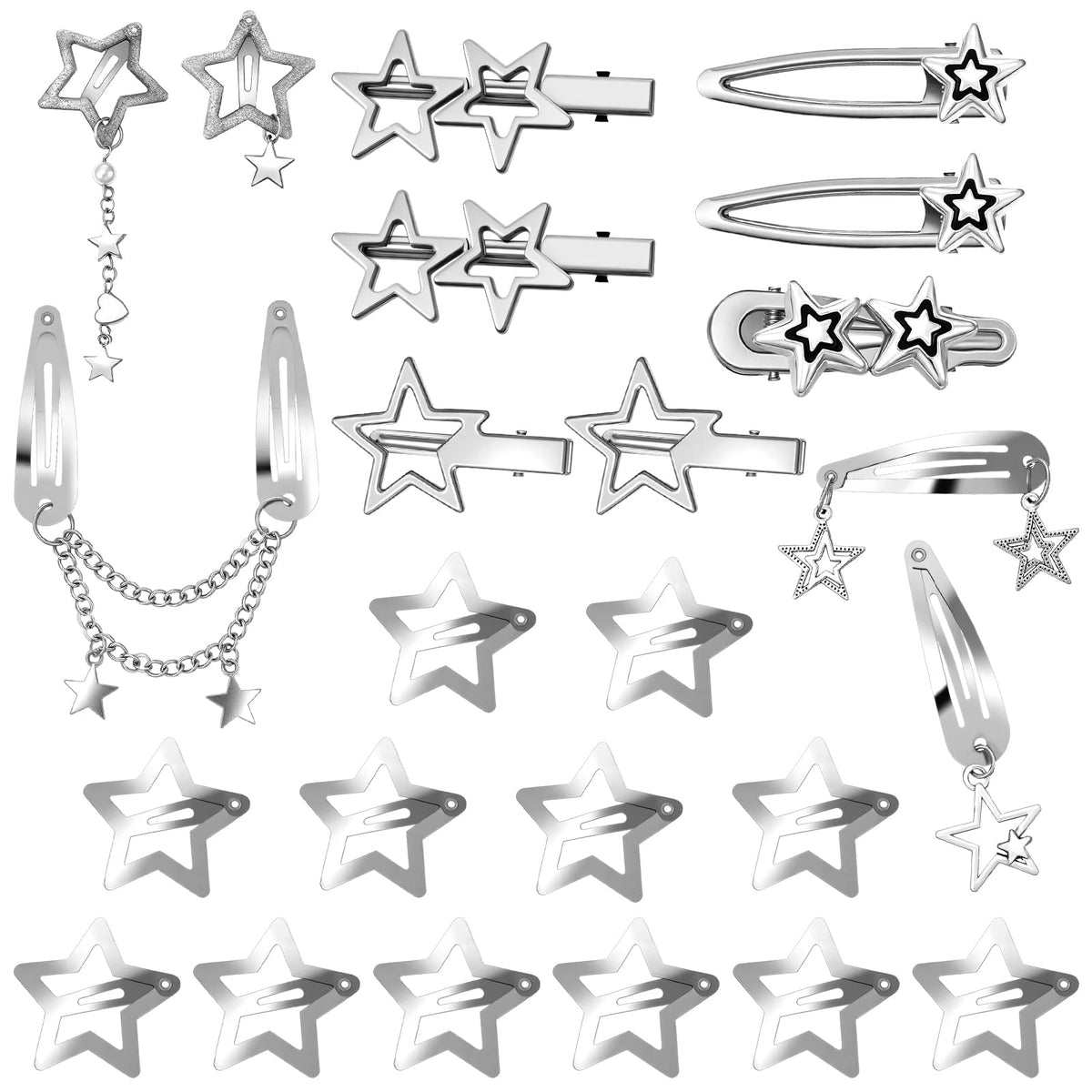 Quilax front packaging of 24 silver star clips showing quantity and finish benefit