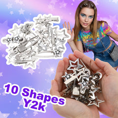 Quilax model side profile wearing several star clips for instant Y2K flair