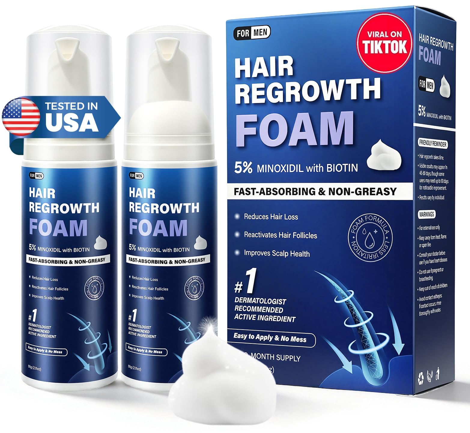 Quilom front packaging showing two 2.11 oz foam bottles and product name benefit