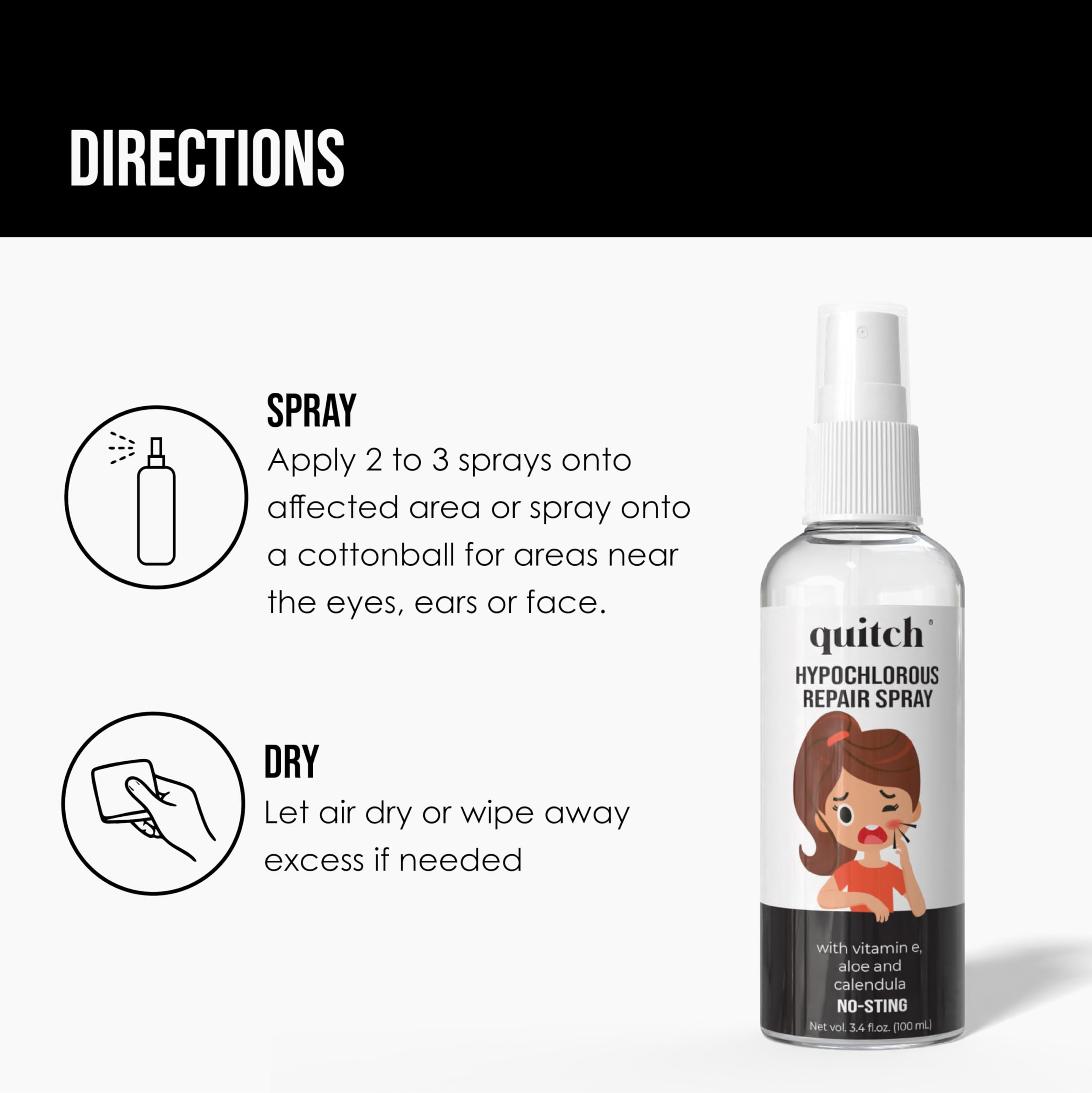 quitch ingredient label close-up showing minimal formula for sensitive skin
