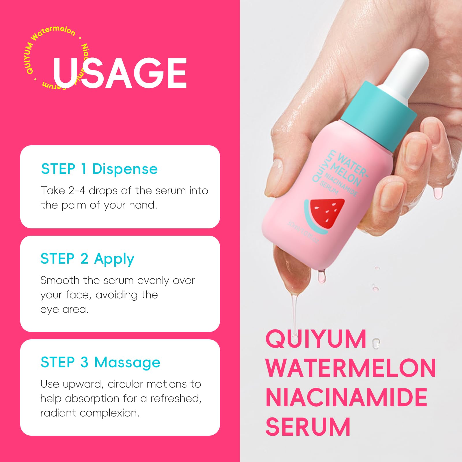 QUIYUM before and after comparison showing brighter, more even-looking skin