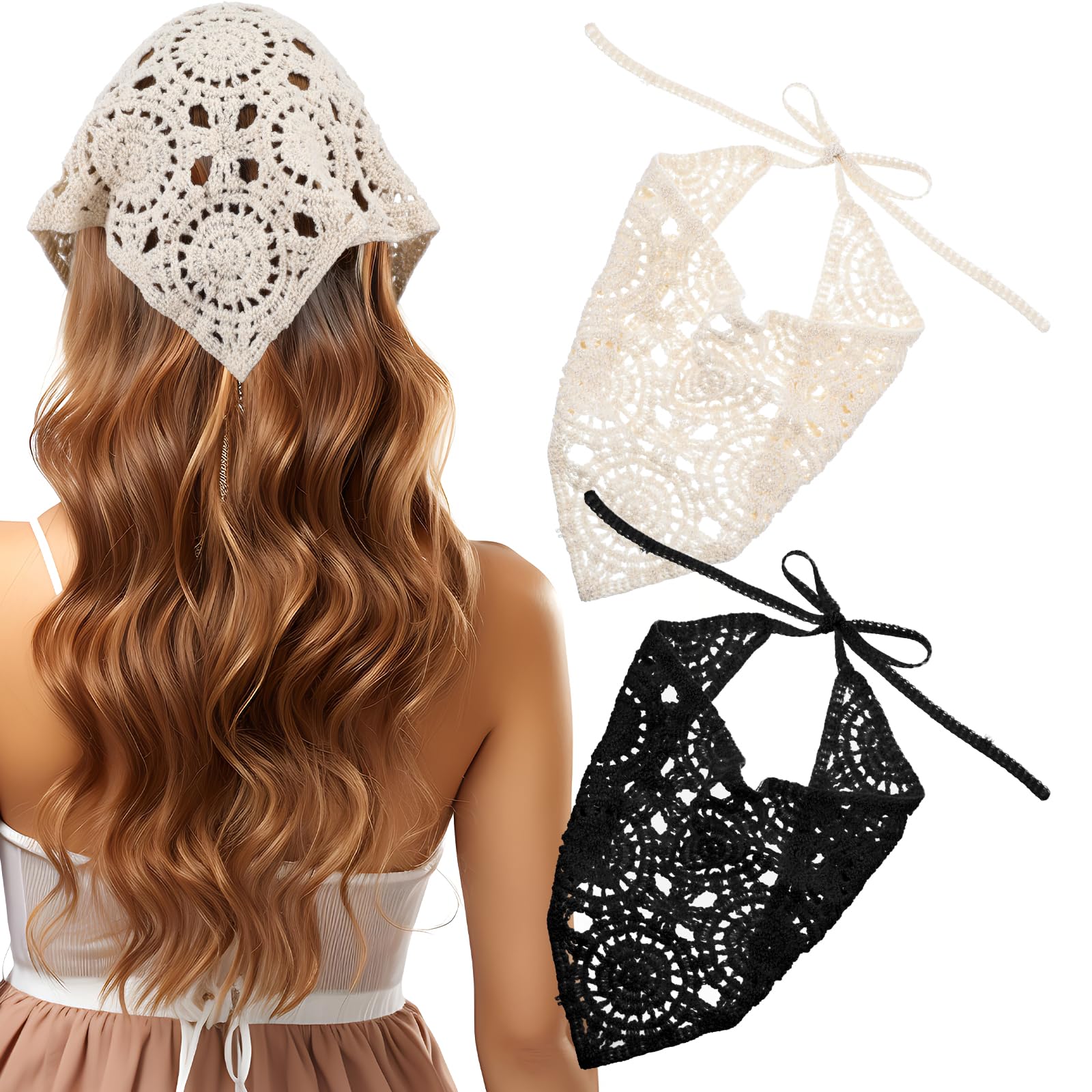 Qulkws front view of black and white headscarves showing matching pair benefit
