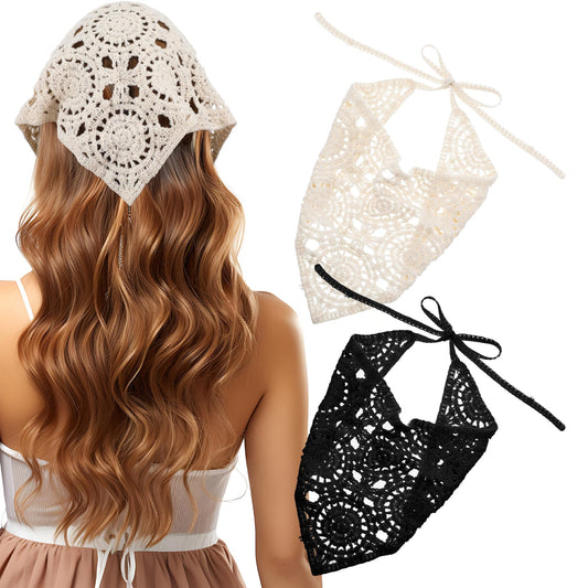 Qulkws front view of black and white headscarves showing matching pair benefit
