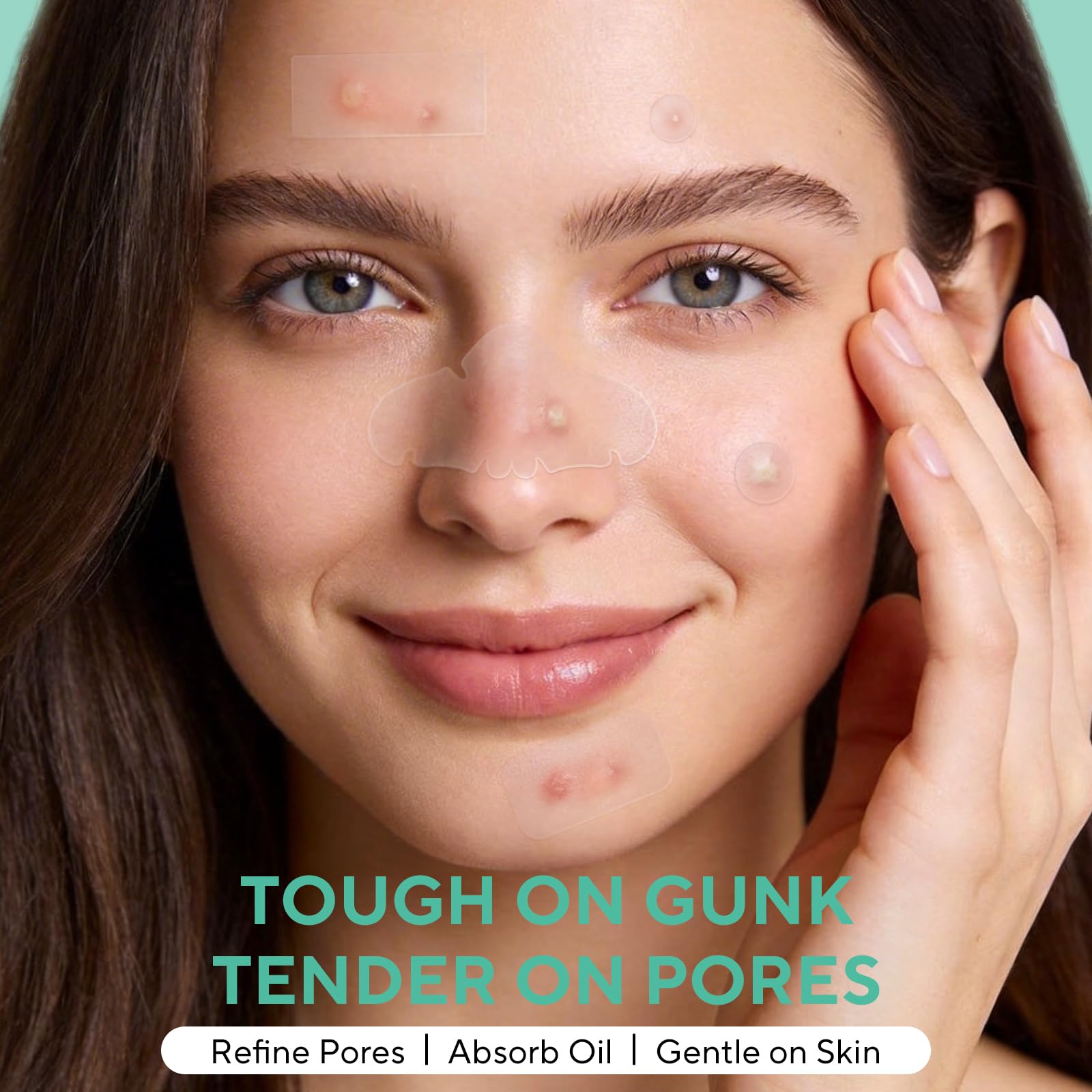 QUSTERE nose strip fitted on nose reducing blackheads and shielding pores