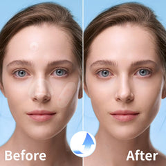 QUSTERE patch applied to cheek demonstrating discreet protection and absorption