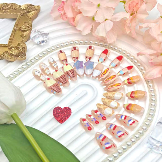 QXFJWRW close-up of 3D ice cream and hamburger decorations for playful detail