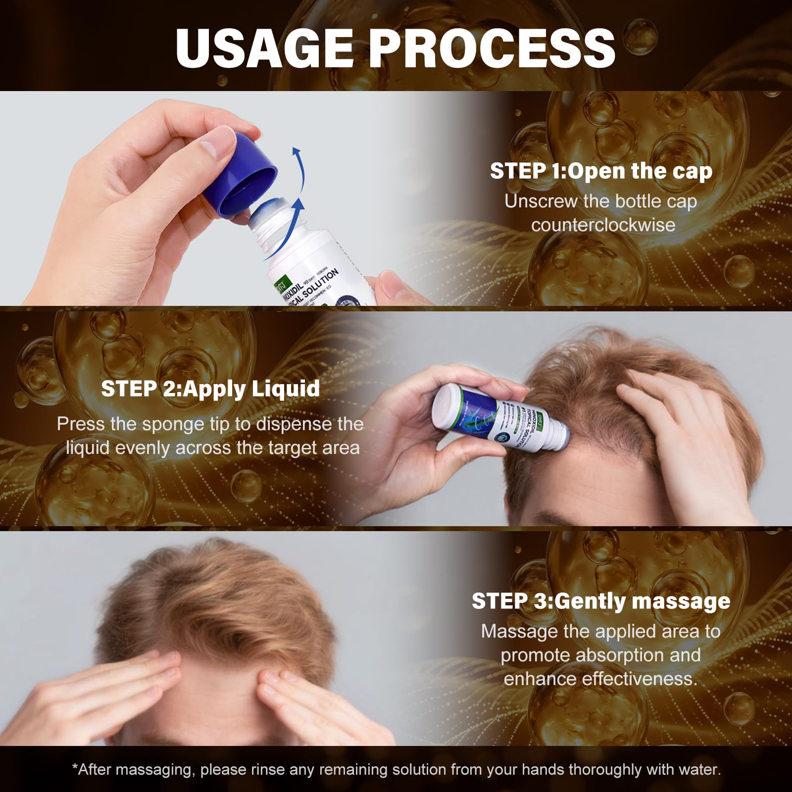 QYFJ applying serum to scalp demonstrating targeted coverage