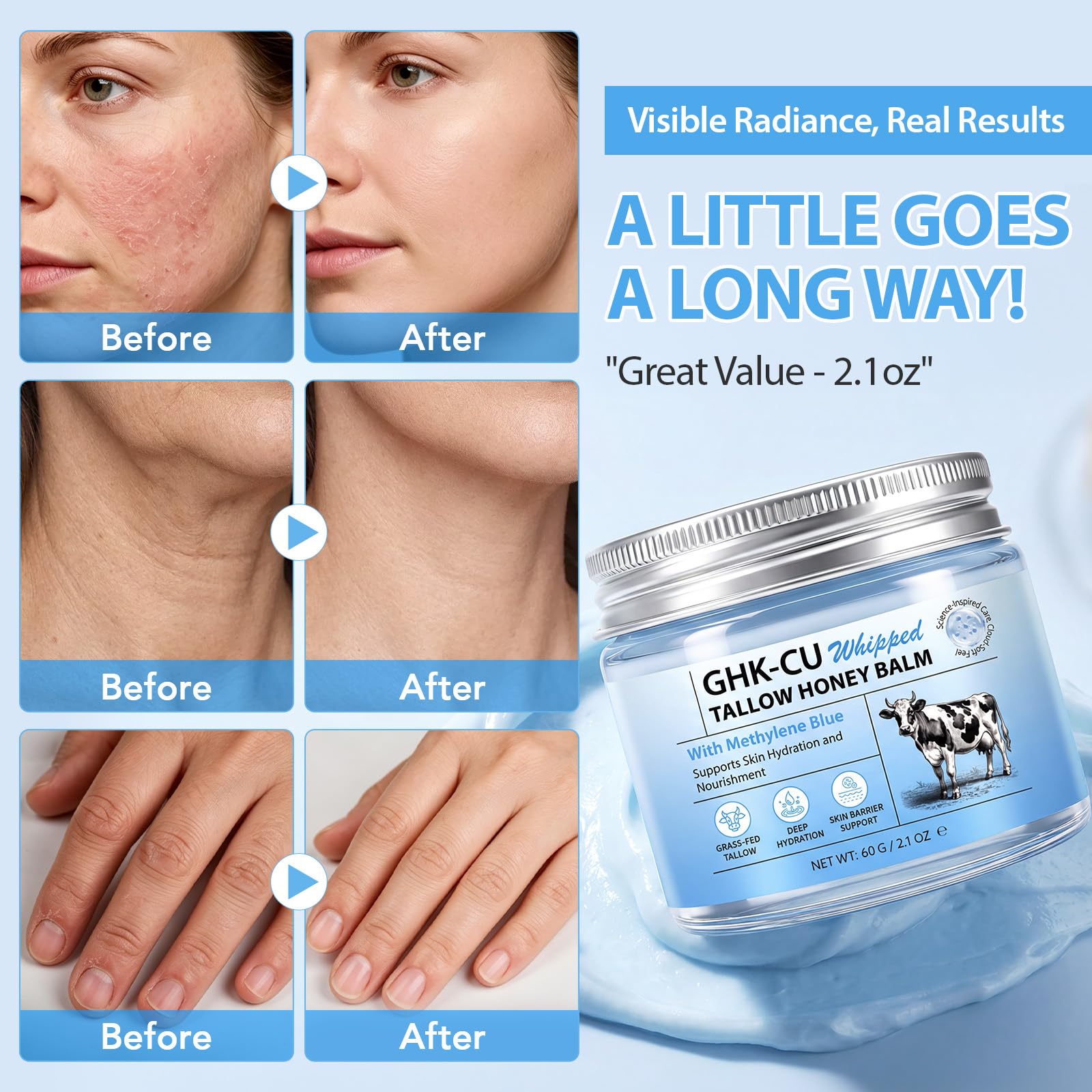 QYQIZWIA balm on fingertips being applied to face for deep hydration