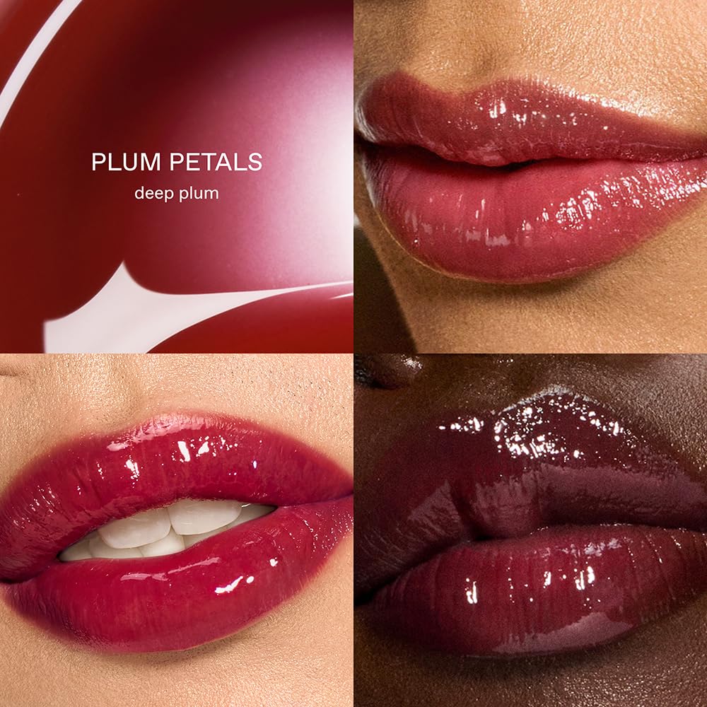 r.e.m. beauty swatch on arm showing Plum Petals color payoff and shine