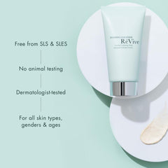 RéVive cleanser on bathroom counter as part of morning skincare routine