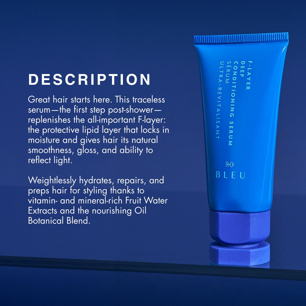 R+Co BLEU serum texture on hand highlighting lightweight smooth feel for easy spread