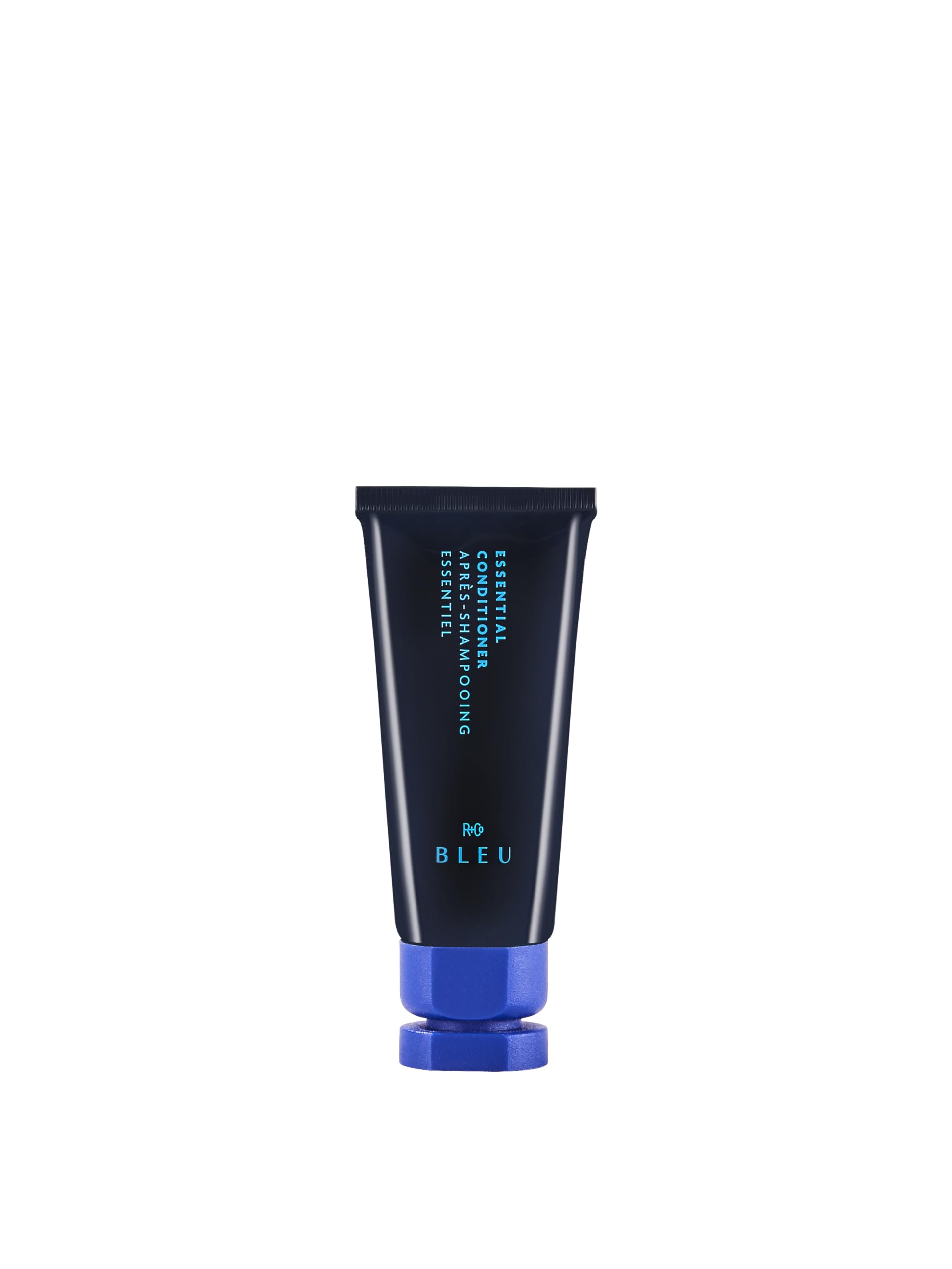 R+Co BLEU mini front packaging showing tube for easy travel and trial
