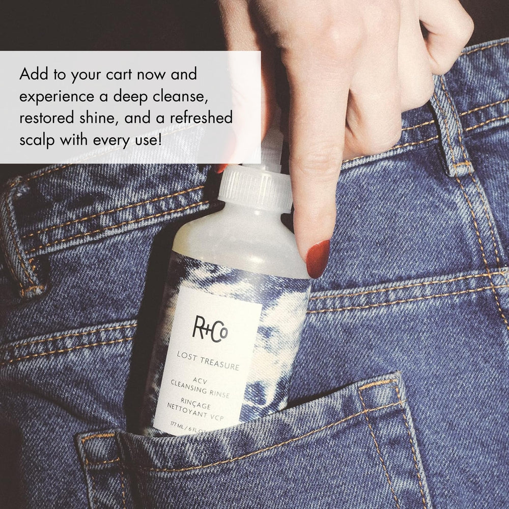 R+Co packaging label and ingredient list detail, indicating formulation transparency and color-safe benefit