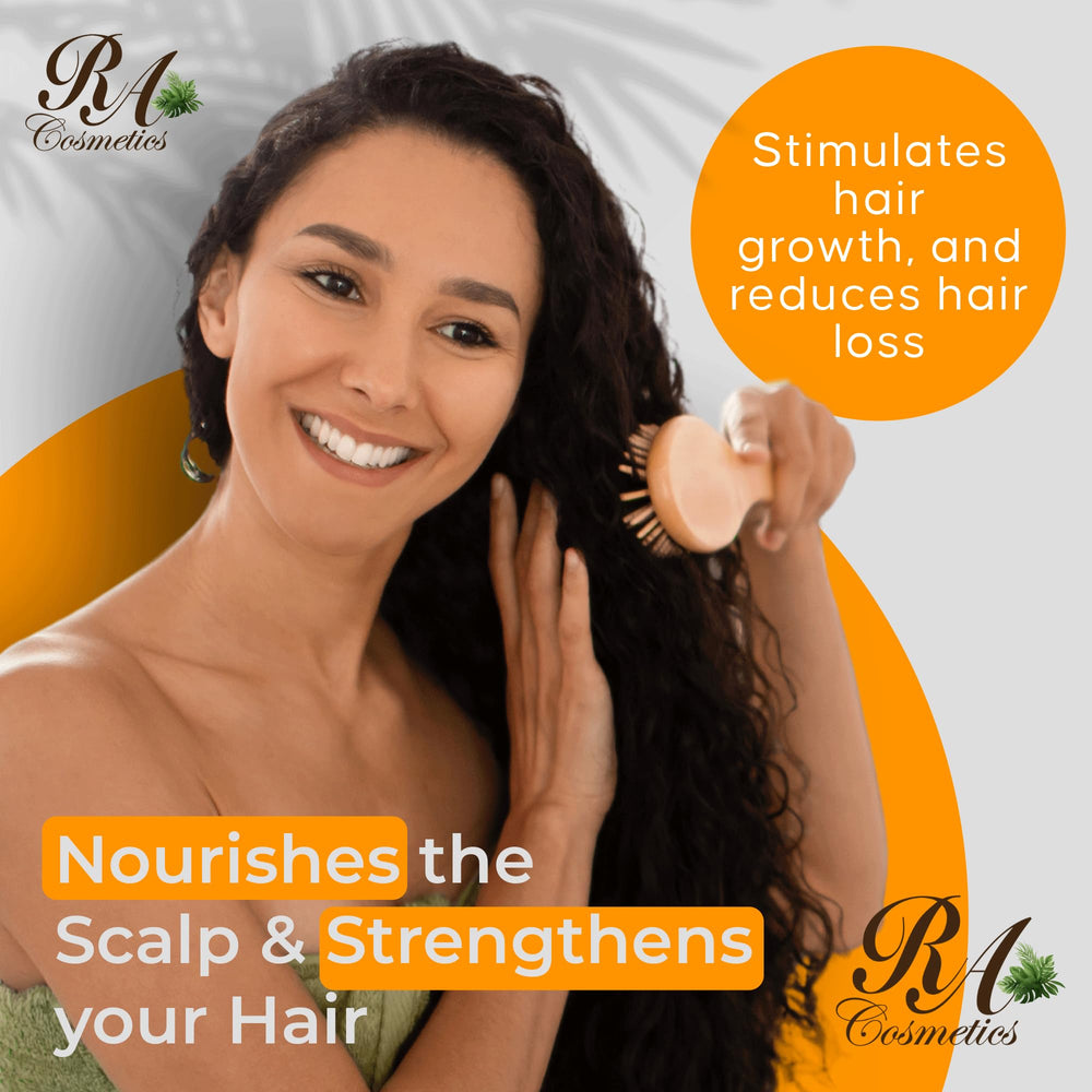 RA COSMETICS before and after ends showing reduced frizz and smoother tips