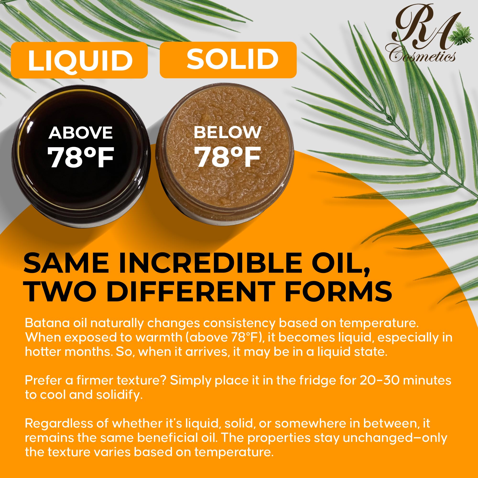 RA COSMETICS ingredients label close up showing cold pressed, unrefined sourcing