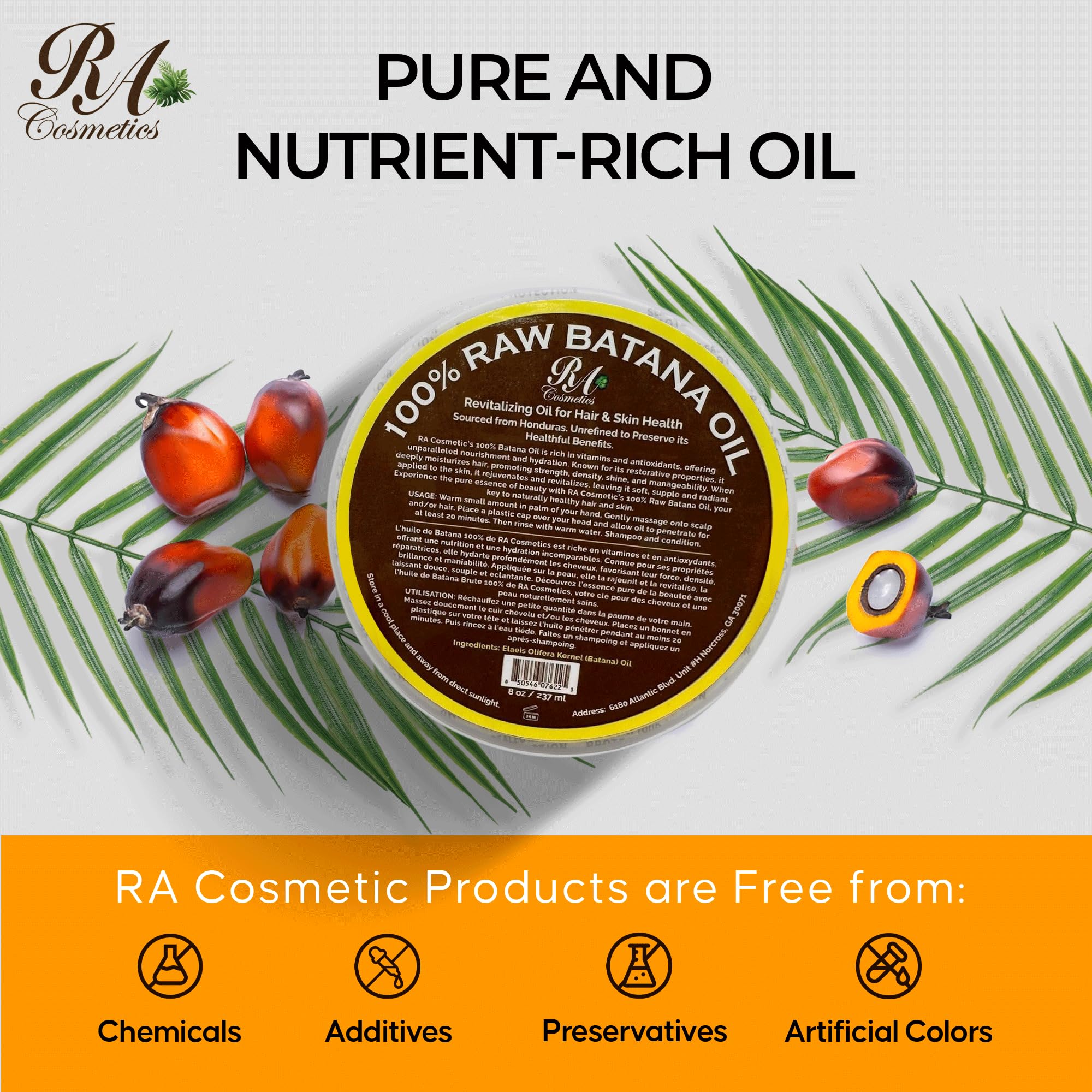 RA COSMETICS bottle in hand showing 16 oz size for long-lasting treatments