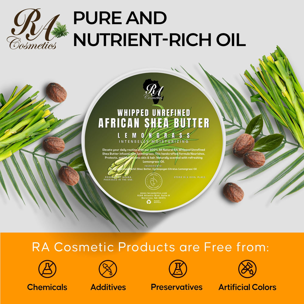 RA COSMETICS applying shea butter to hands and feet for intense softness