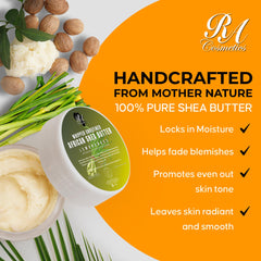 RA COSMETICS palm application of shea butter demonstrating smooth absorption