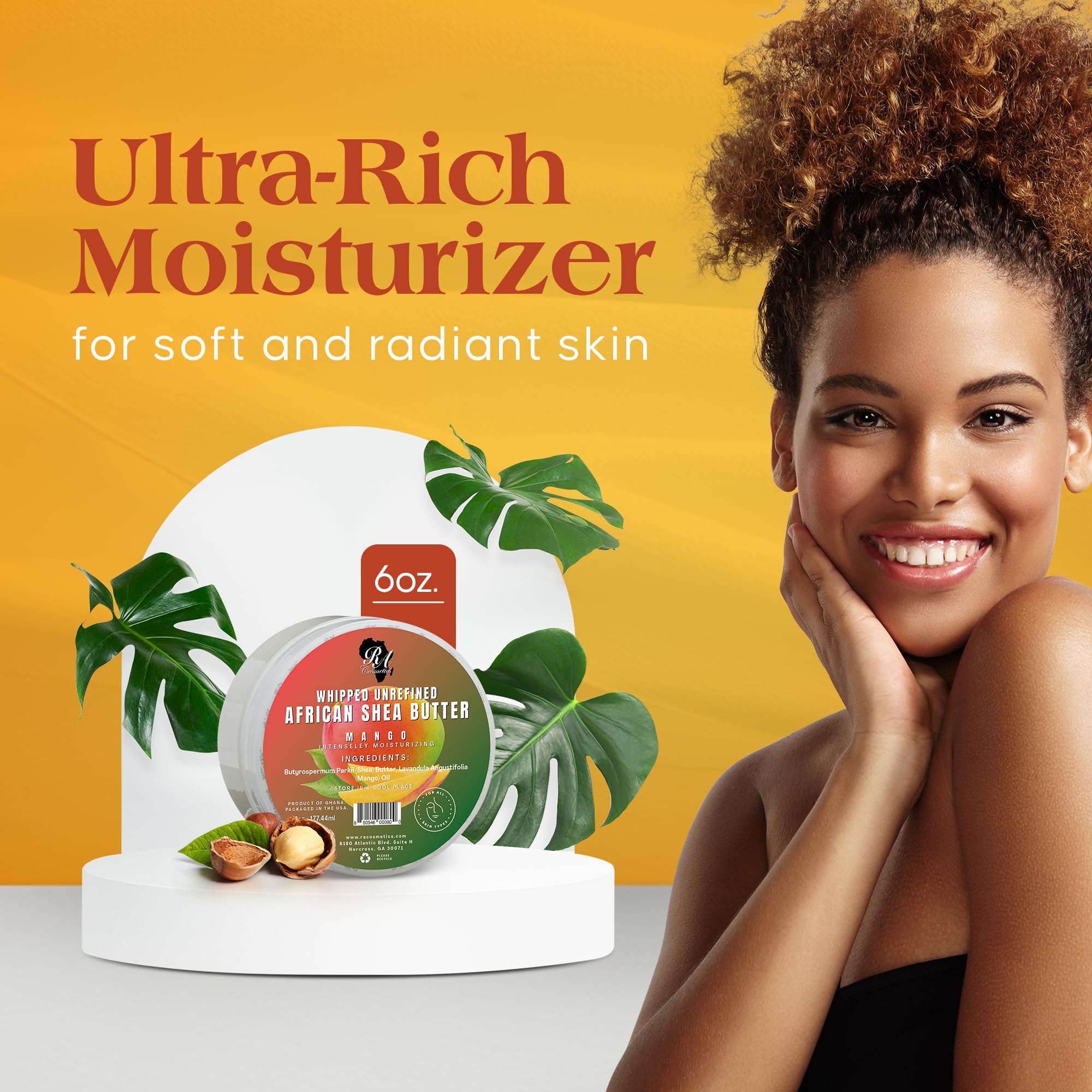 RA COSMETICS ingredient label and packaging highlighting handcrafted origin