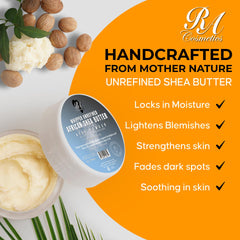 RA COSMETICS shea butter rubbed on hand to show fast absorption benefit
