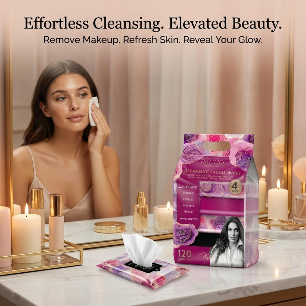 RACHEL Rachel Roy stacked wipes in lifestyle scene for daily routine use