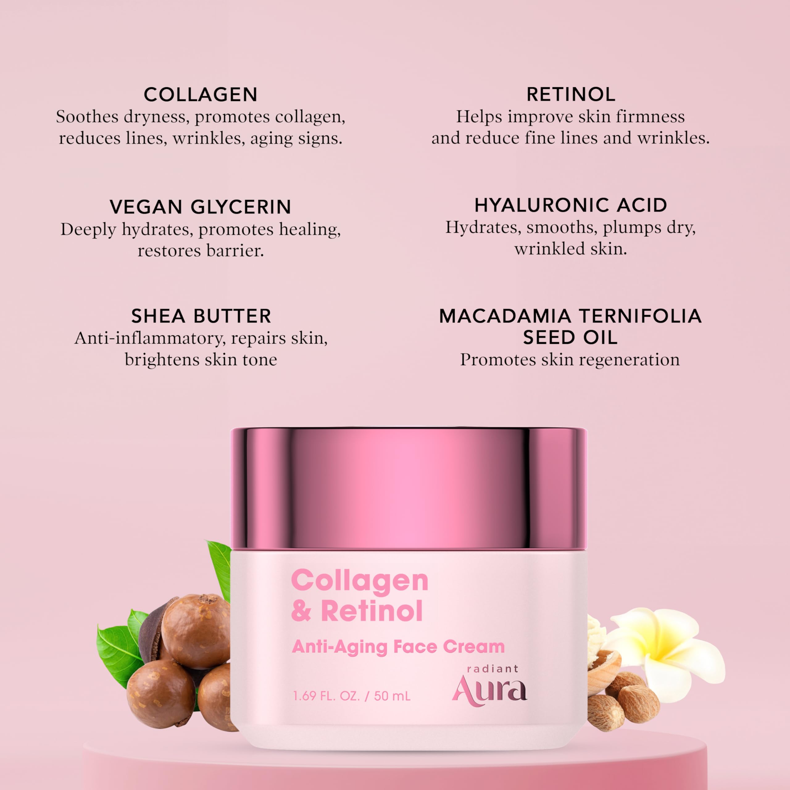 Radiant Aura cream applied on hand demonstrating lightweight absorption benefit