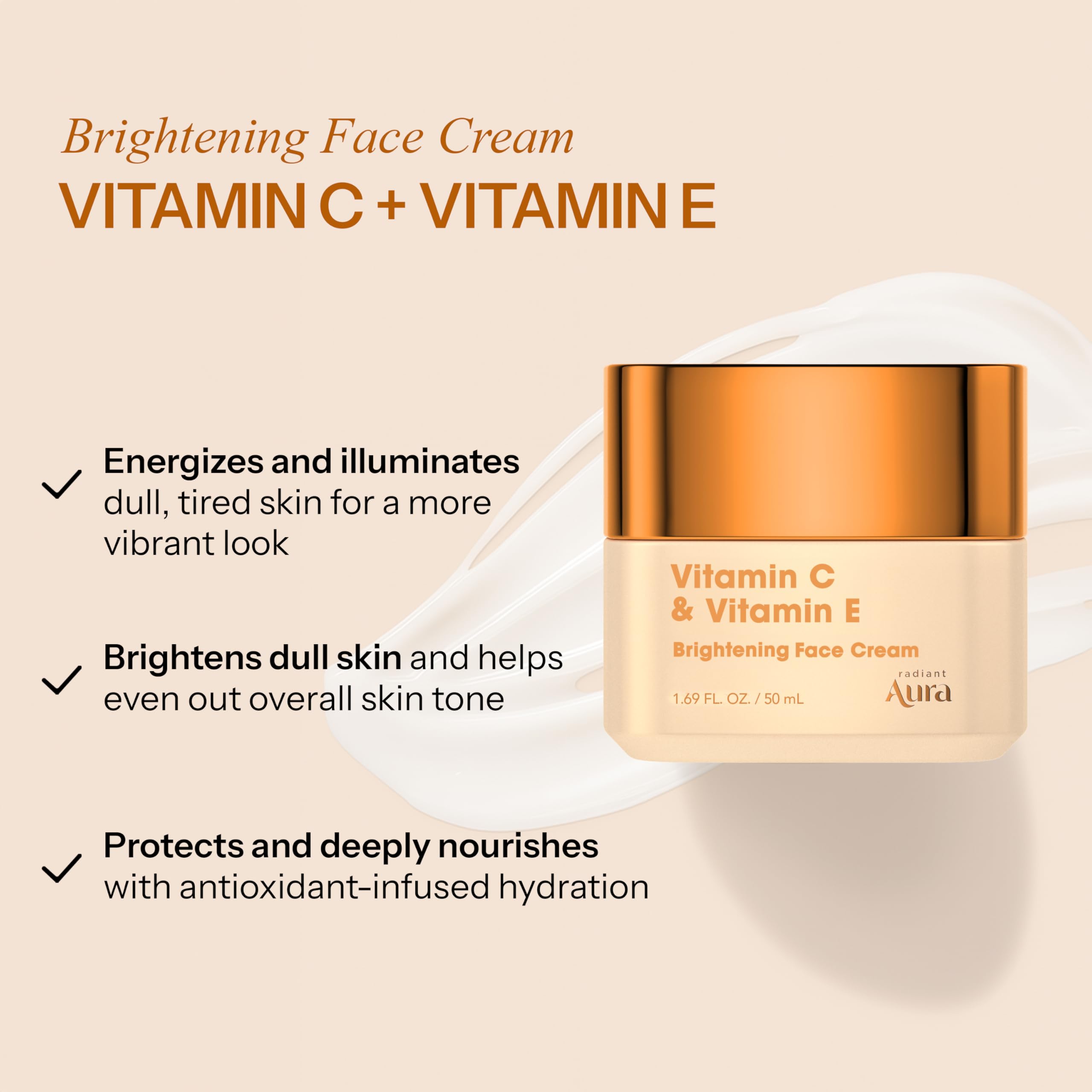 Radiant Aura cream texture close-up highlighting silky hydration