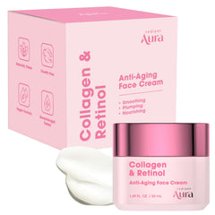 Radiant Aura front jar showing clean packaging and product benefits