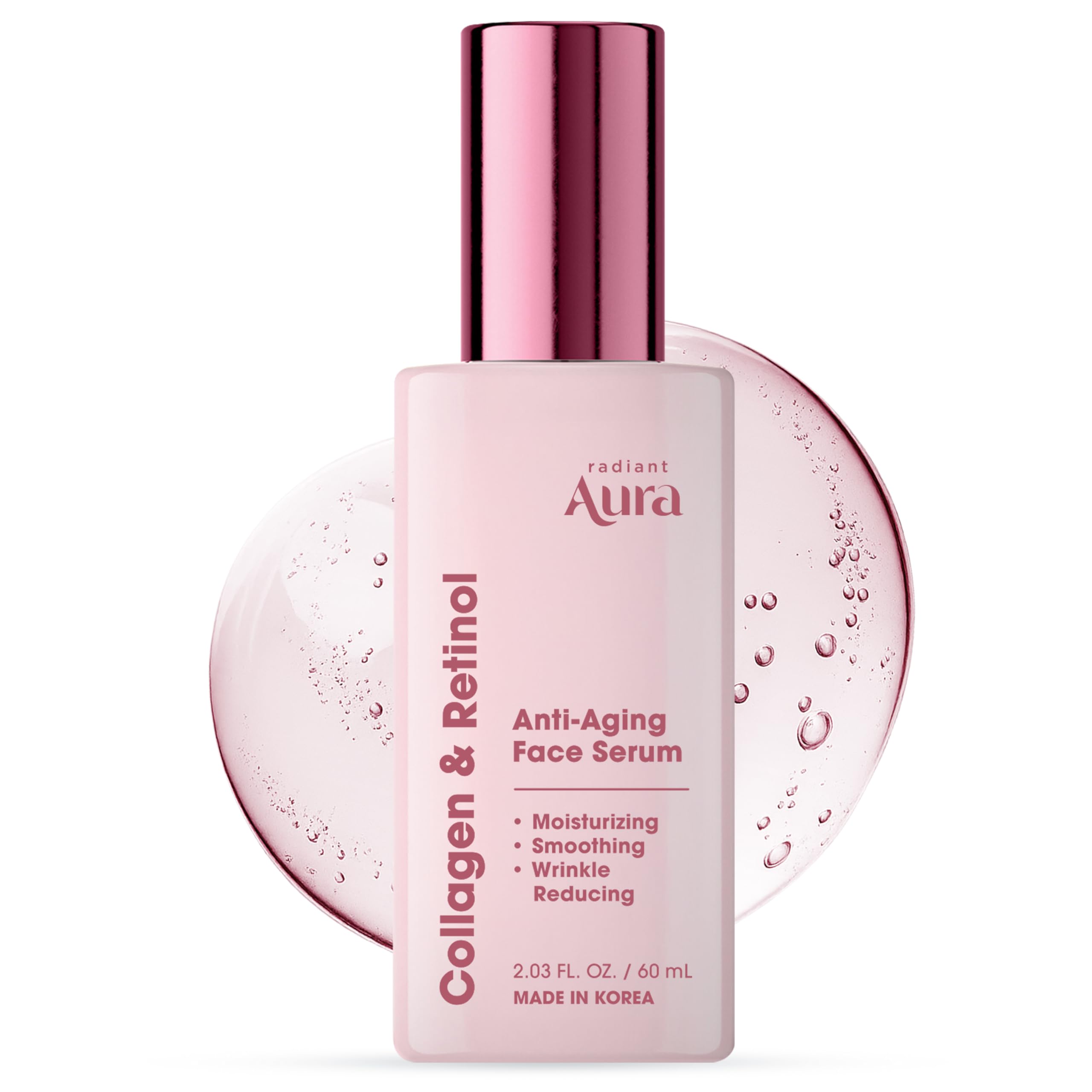Radiant Aura front packaging showing clean K‑beauty bottle and benefits