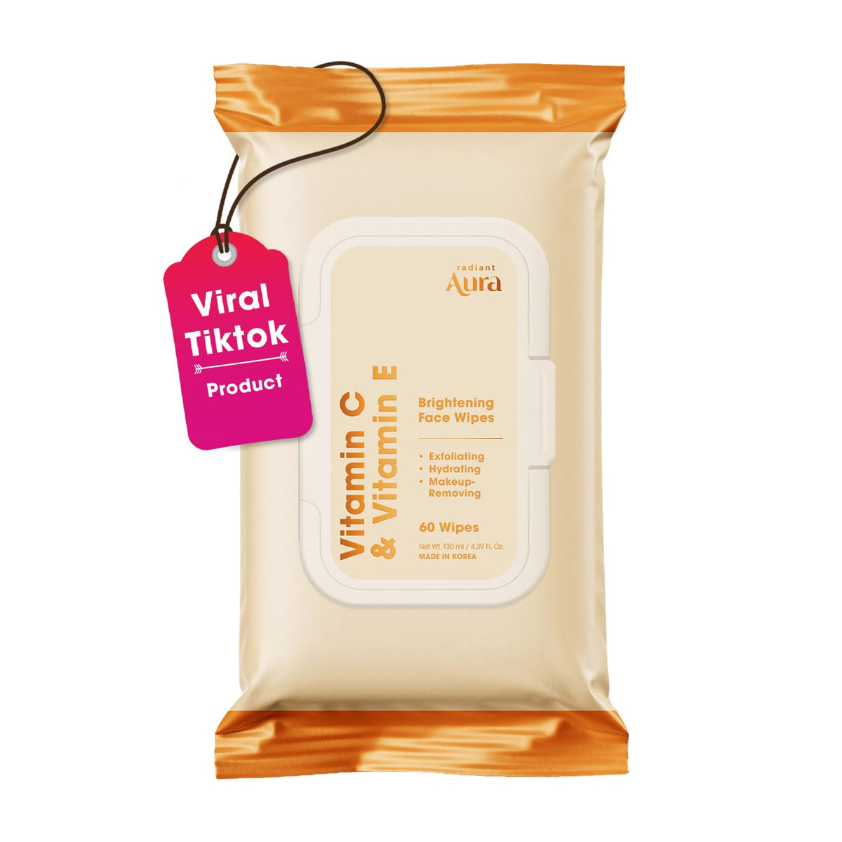 Radiant Aura front packaging showing resealable pack for easy travel