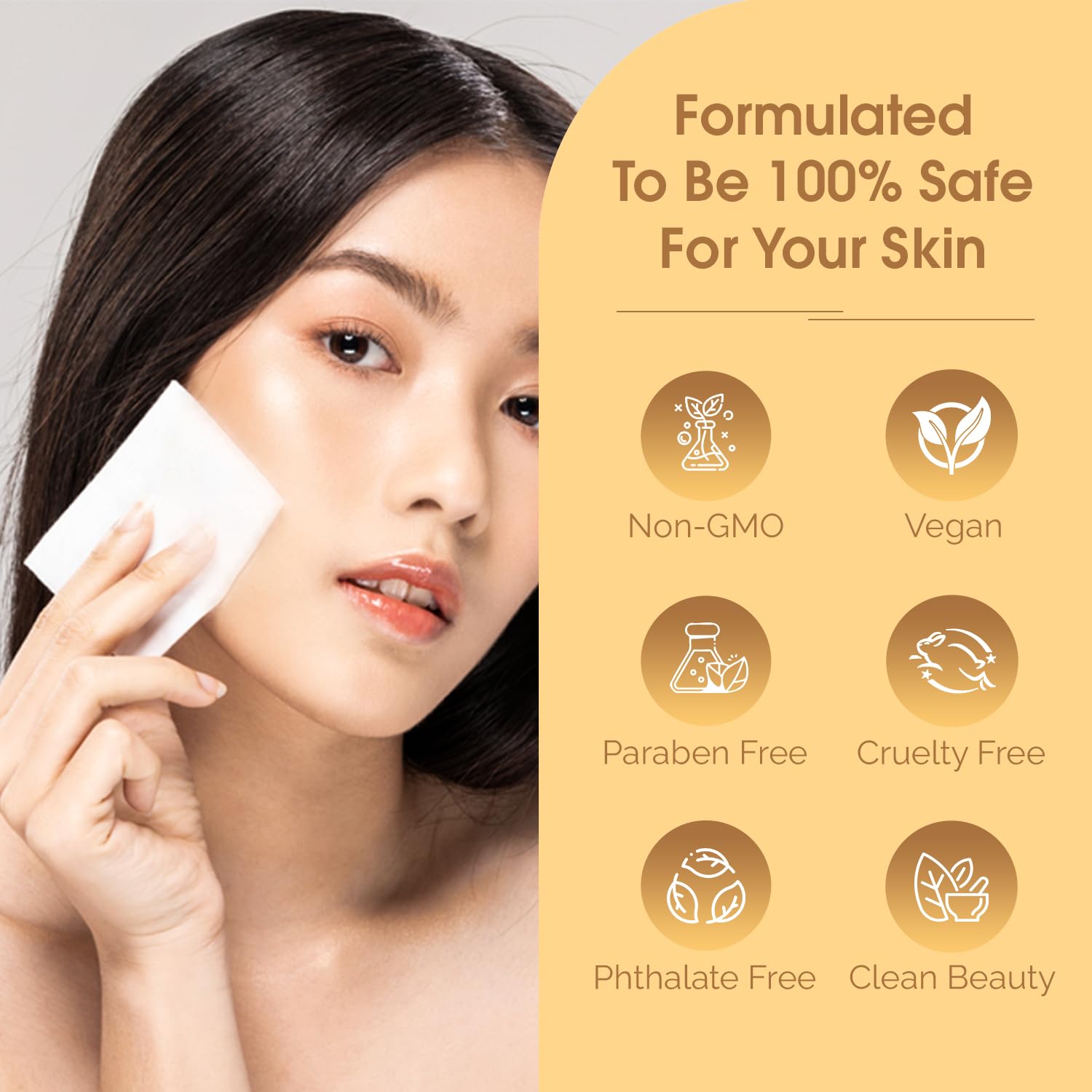 Radiant Aura ingredients label highlighting vitamins C, E, and B5