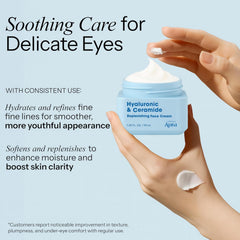 Radiant Aura applying cream to fingertips demonstrating smooth spreadability benefit