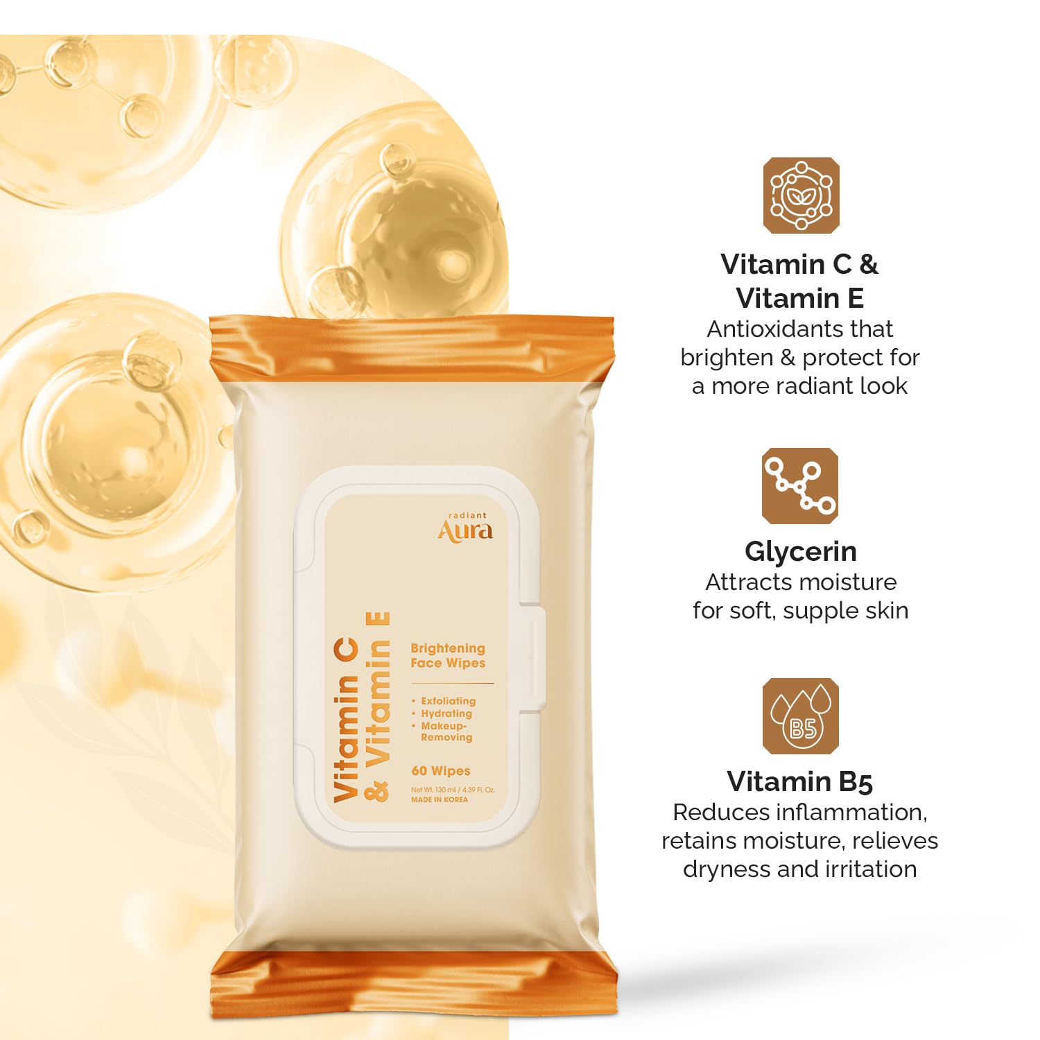 Radiant Aura wipe in use removing eye makeup with minimal rubbing