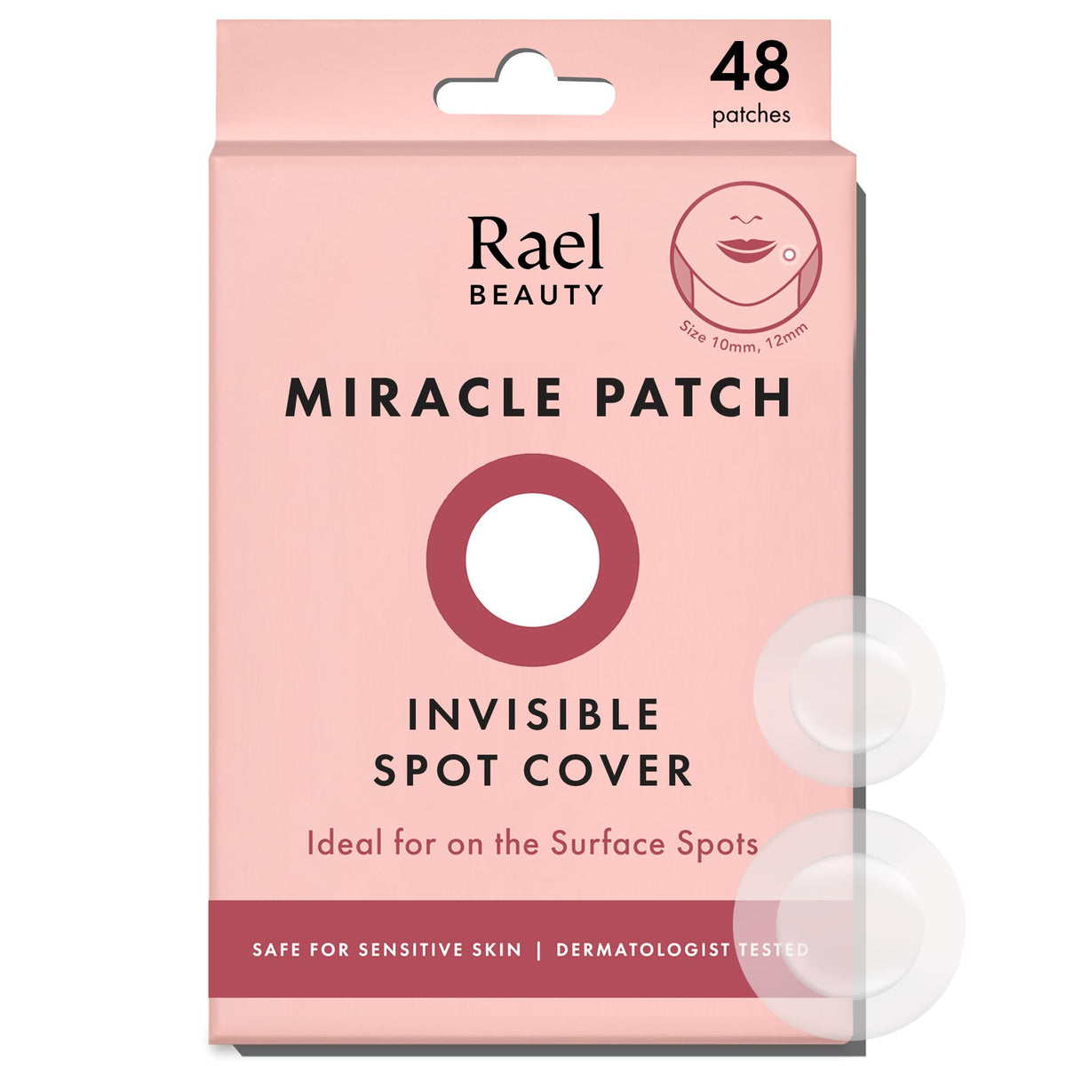 Rael front packaging showing clear spot cover box and benefits
