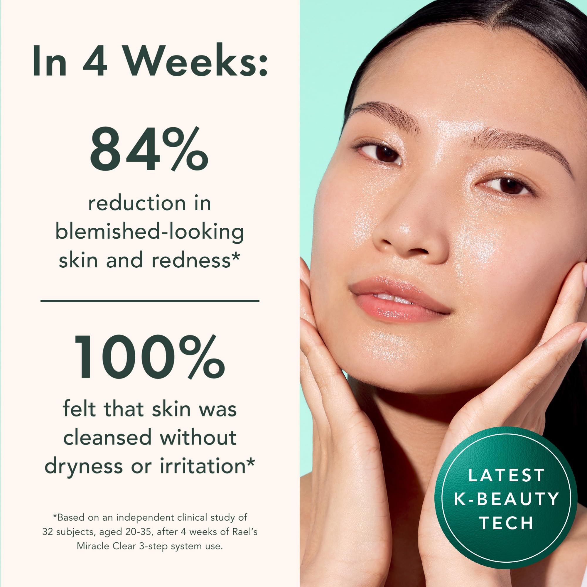 Rael Miracle Clear on bathroom shelf with other skincare demonstrating routine-ready convenience