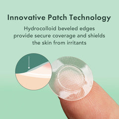 Rael patch applied on cheek demonstrating secure adhesion and blemish protection benefit