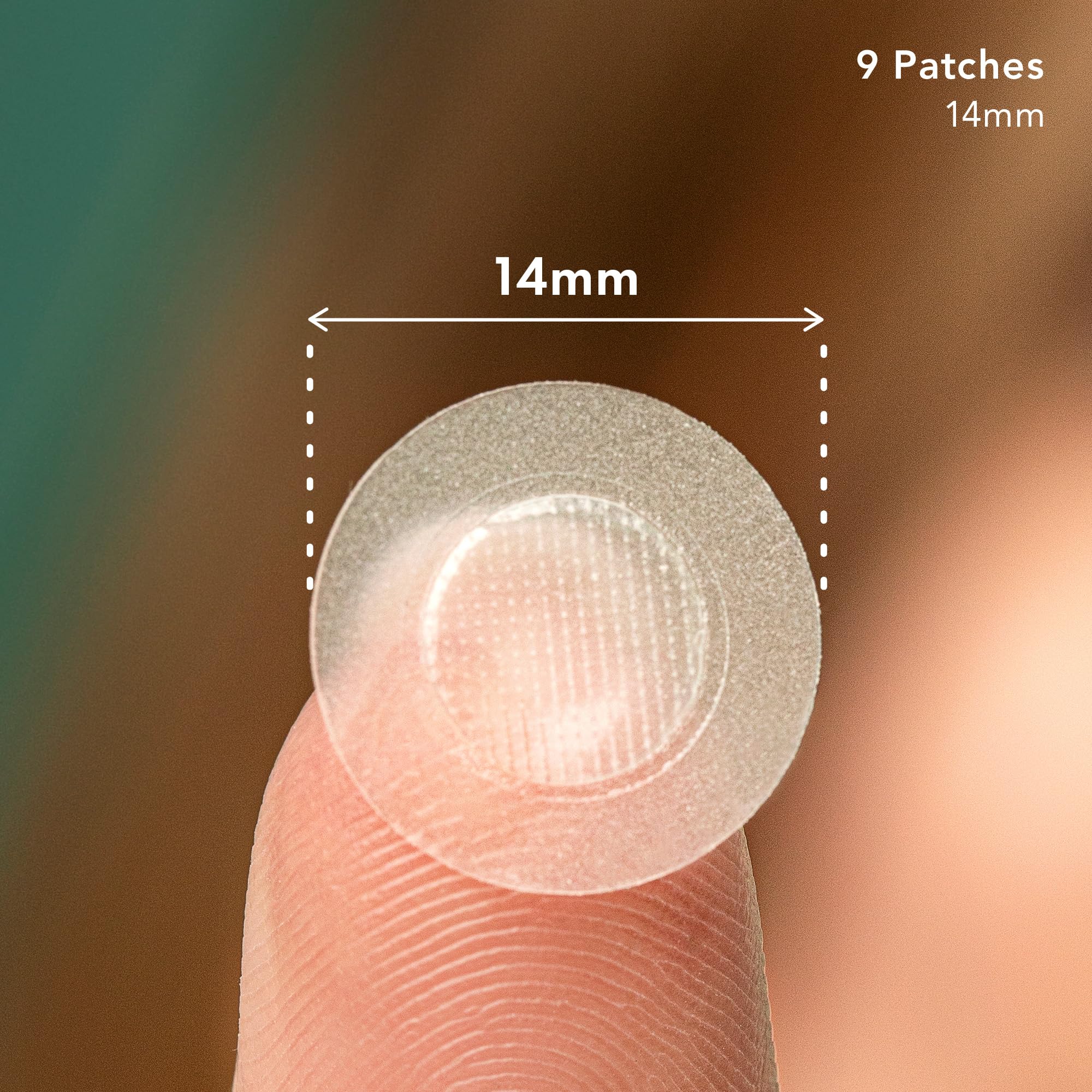 Rael single patch macro showing thin texture and microcrystal surface for discreet wear