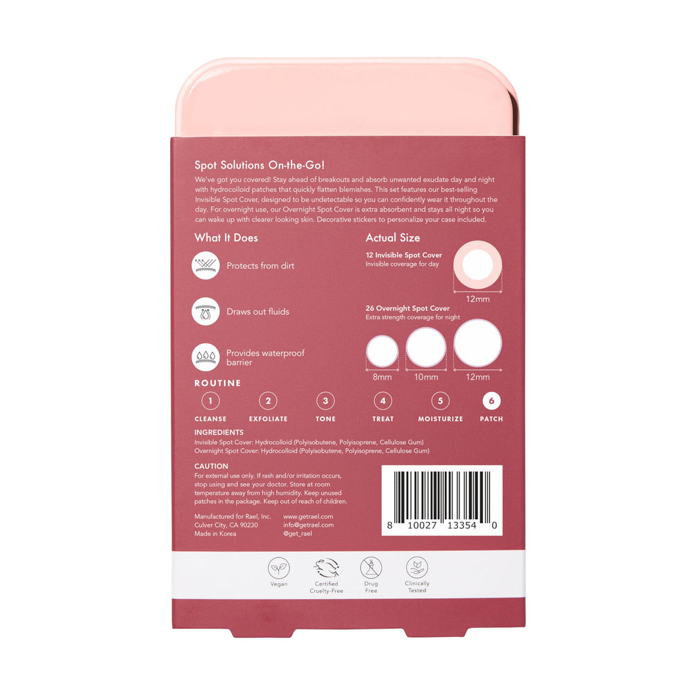 Rael tin open with visible packets of day and night patches for portability