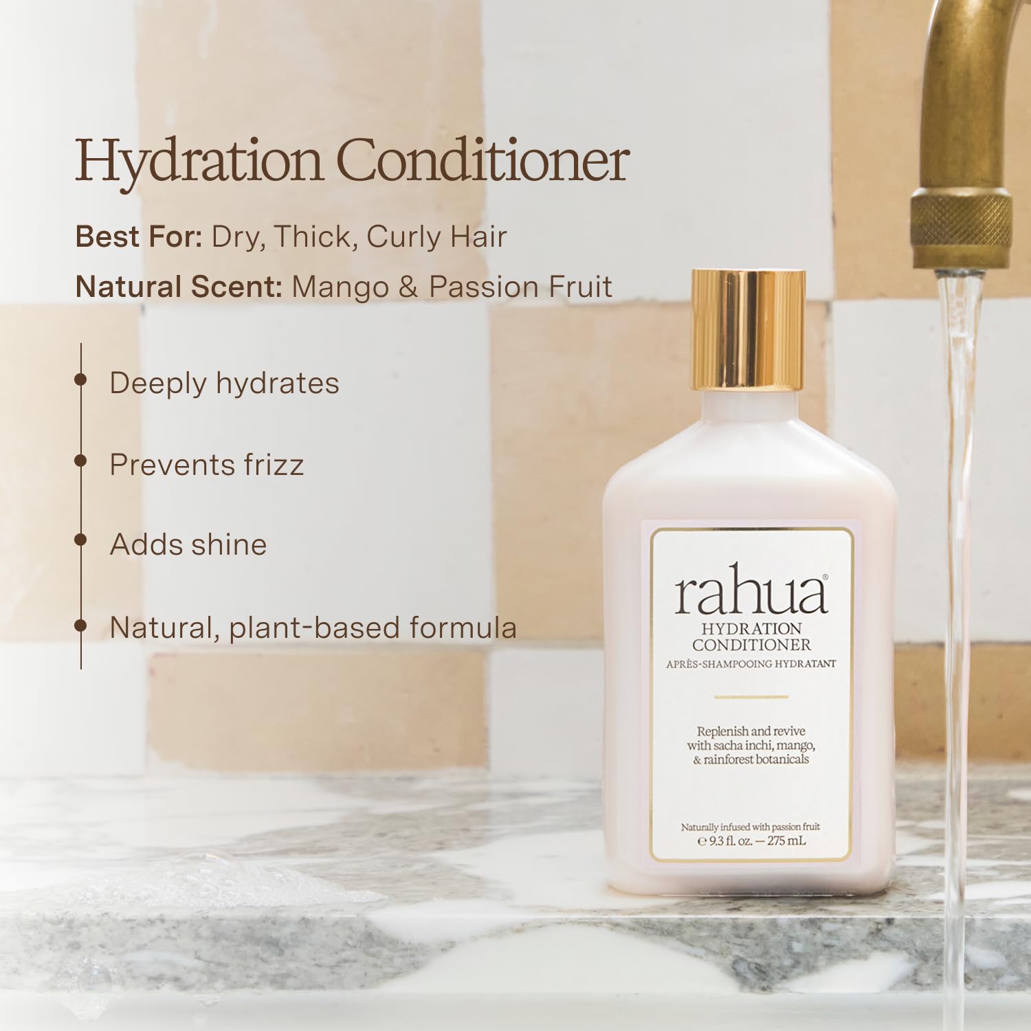 Rahua creamy conditioner texture highlighting slip for detangling