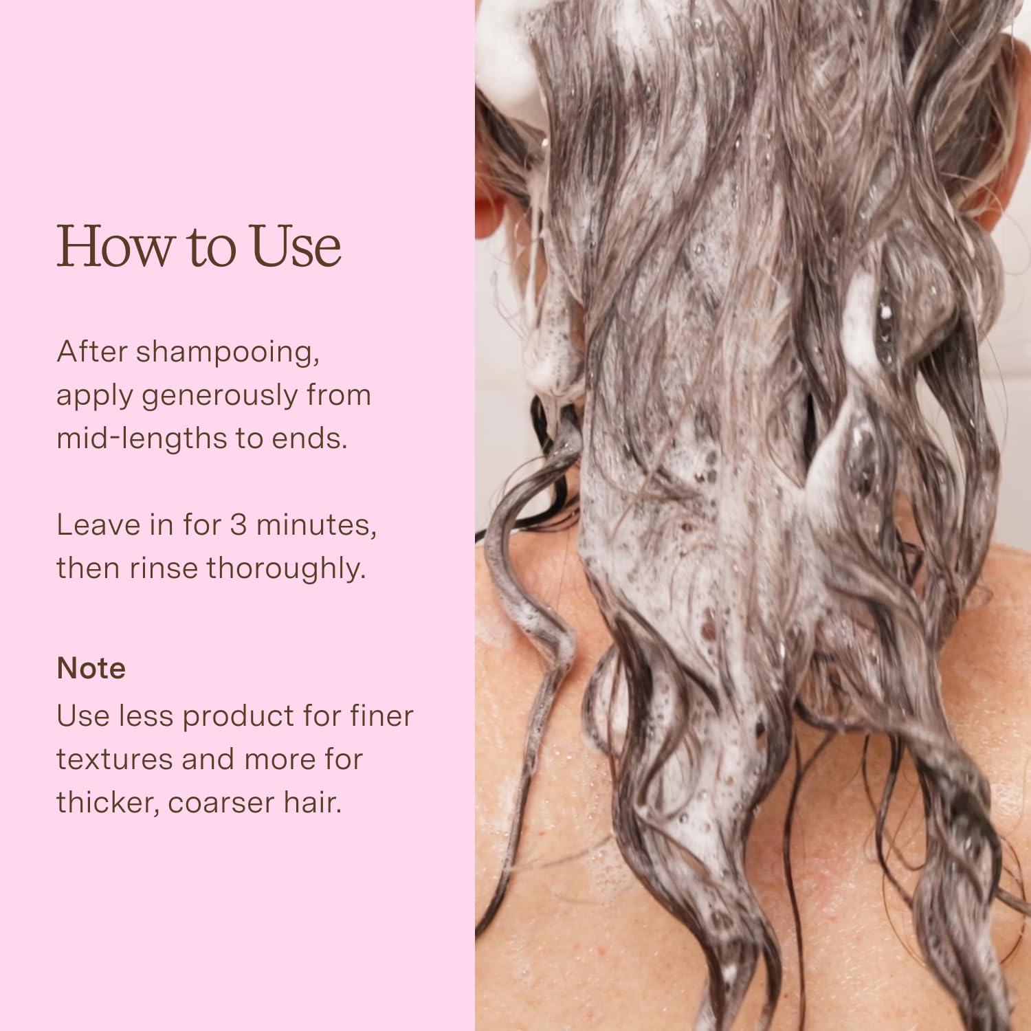 Rahua pouring conditioner into palm illustrating easy application benefits