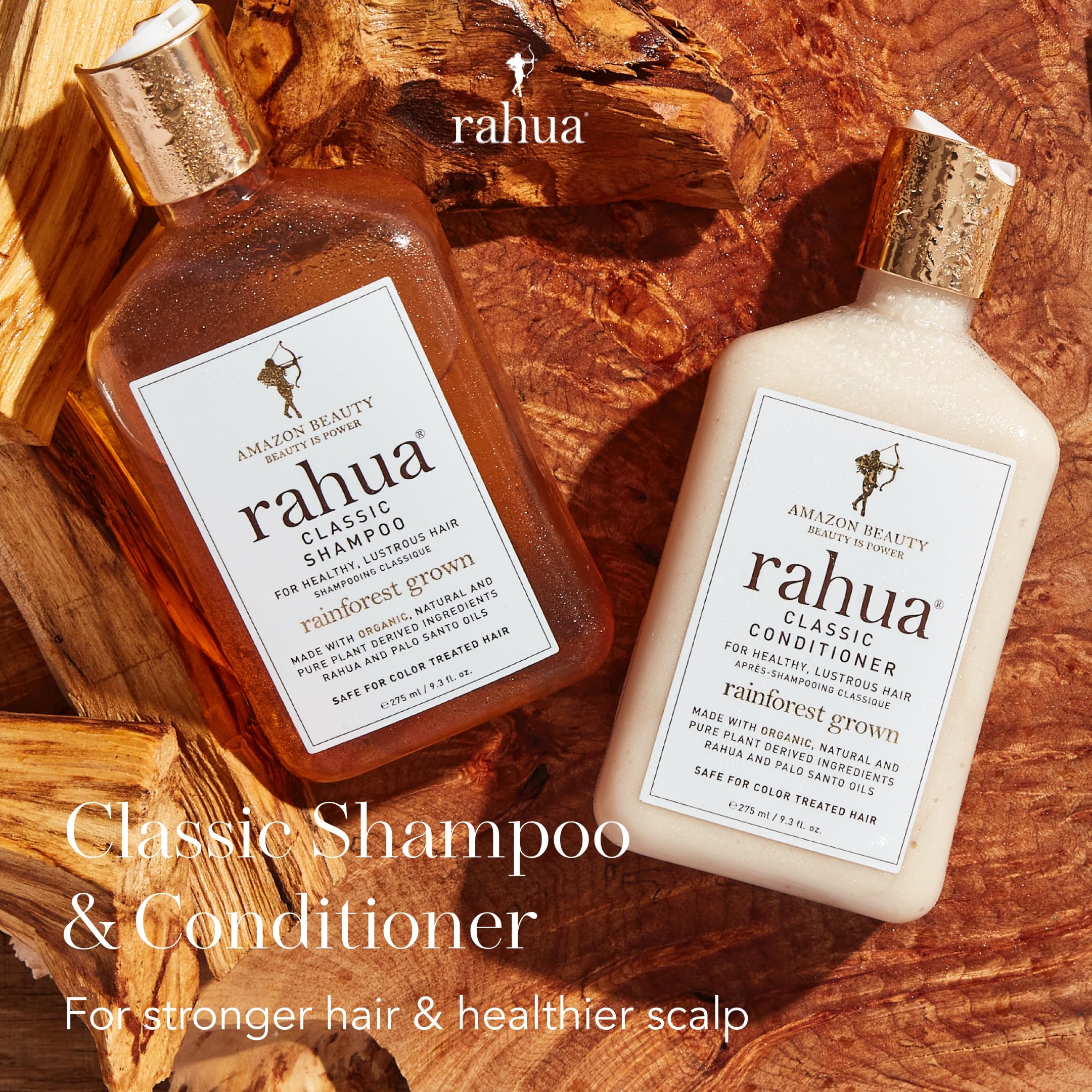 Rahua conditioner poured on hand demonstrating lightweight slip and manageability