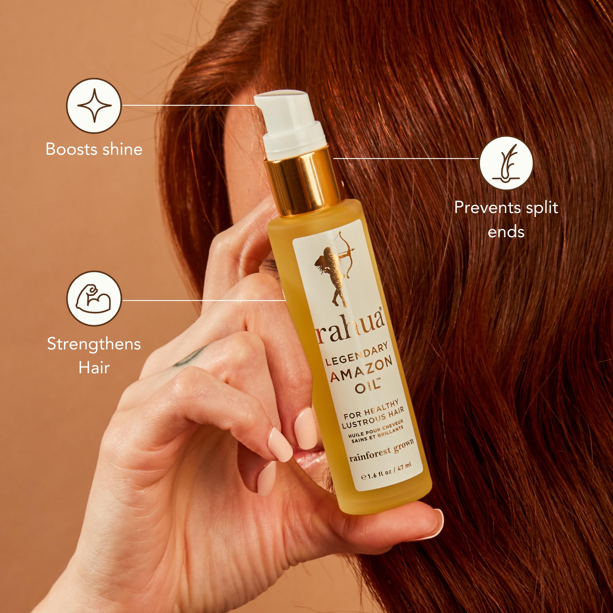 Rahua oil in use during blow-dry delivering smooth, polished hair finish