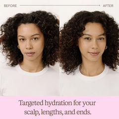Applying Rahua shampoo to wet hair illustrating hydration and frizz control