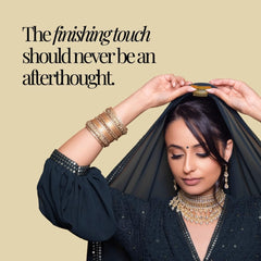 Rani Pins securing a dupatta to hair, demonstrating stability and neat look