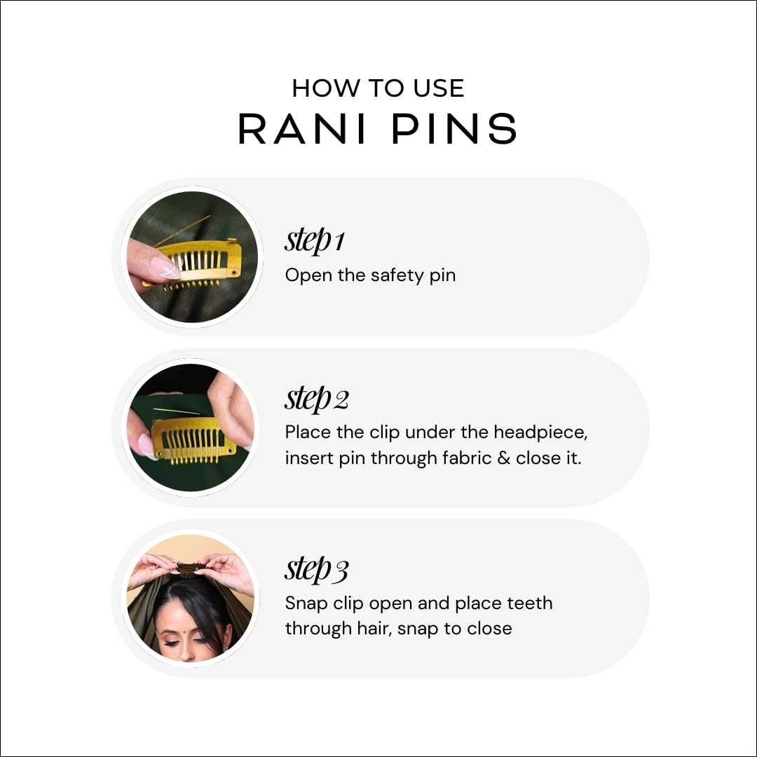 Rani Pins next to ruler and hand to show clip size and ease of use