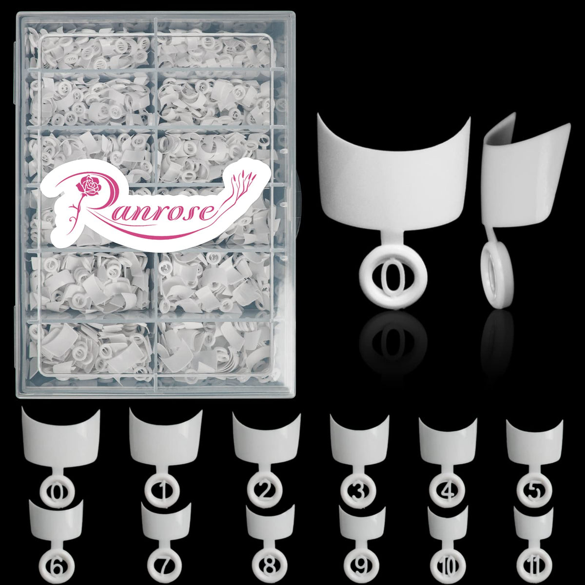 ranrose front packaging showing the full 600-piece French short nail set for easy storage