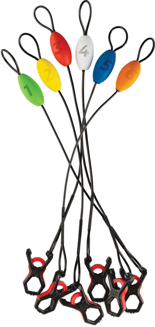 Rapala lip-grip front view showing color-coded clips and durable build for fast sorting