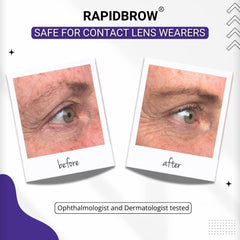 RapidBrow 3 mL bottle in hand to show compact travel-friendly size