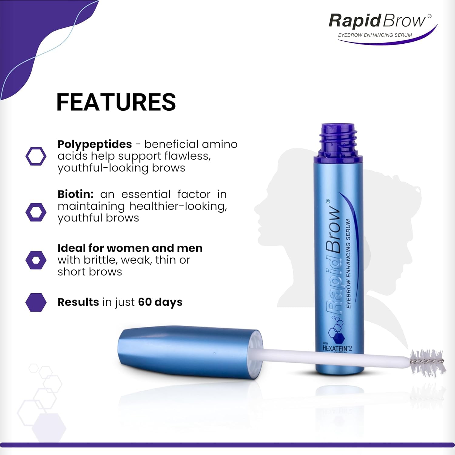 RapidBrow precise brush applicator poised for controlled eyebrow application