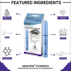 RapidBrow ingredient label displaying Hexatein 2 Complex and conditioning agents